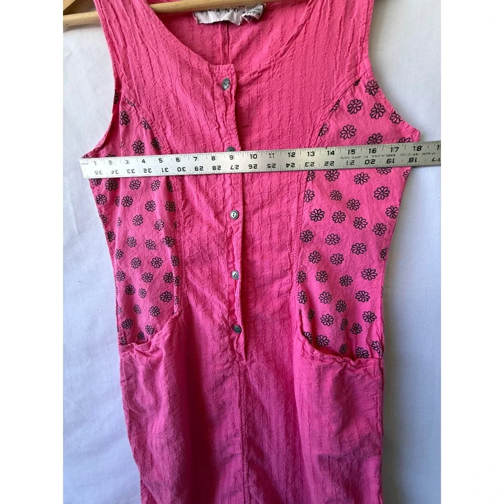 Gitano Womens Hot Pink Cotton Button Front Floral Pocket Mini Dress Size M